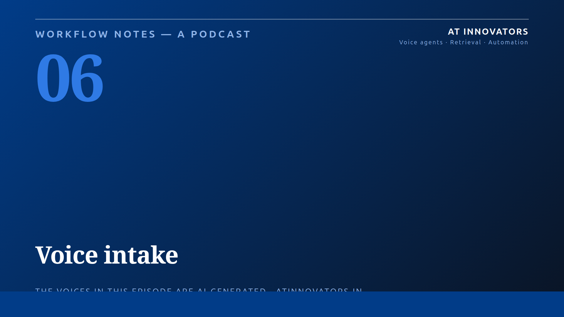 Cover for Workflow Notes episode 6, Voice intake