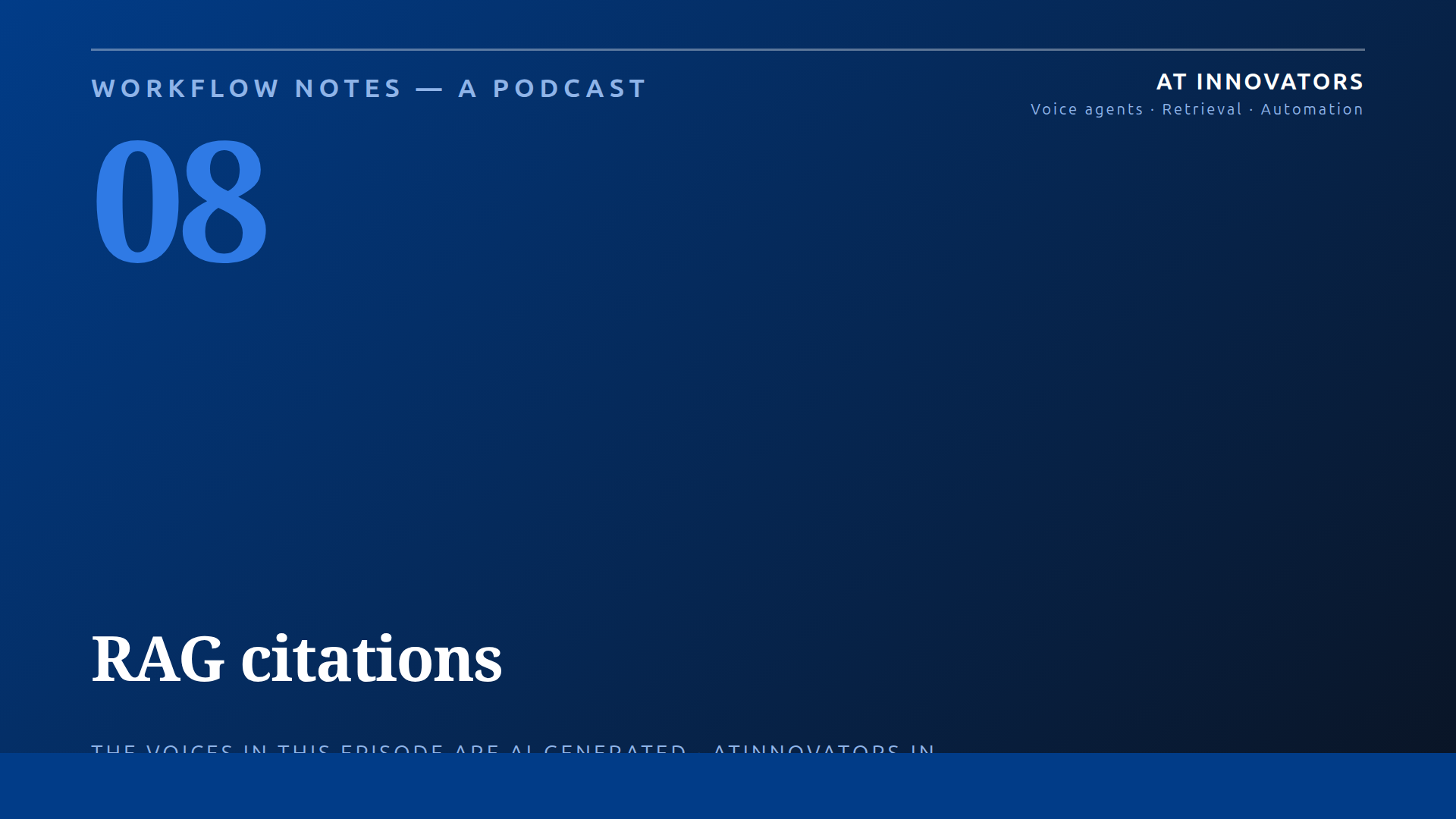 Cover for Workflow Notes episode 8, RAG citations